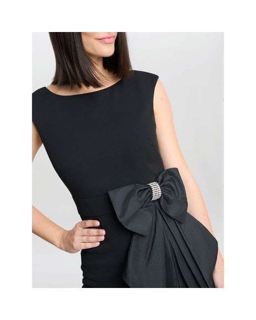 Gina Bacconi Black Arabella Crepe Taffeta Combo Dress