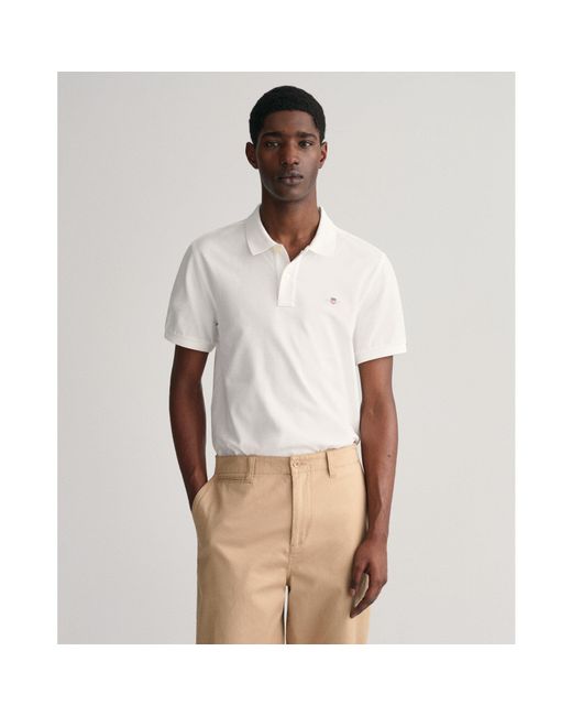 Gant White Shield Pique Polo Shirt for men