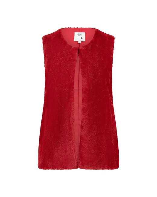 Yumi' Red Faux Fur Sleeveless Gilet