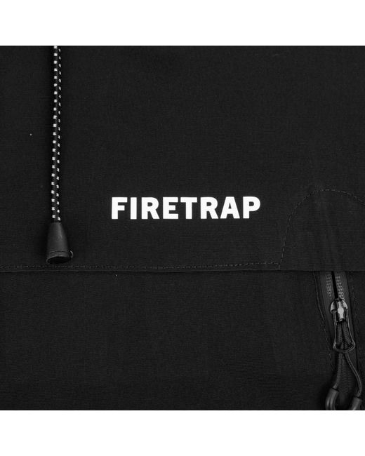 Firetrap Black Windproof Hooded Long Sleeve Windbreaker for men