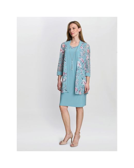 Gina Bacconi Blue Callie Printed Dress And Jacket
