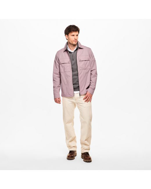 Belstaff Purple Stride Zip Collar Long Sleeve Overshirt for men