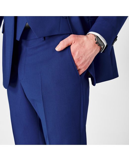 Without Prejudice Blue Perrin Slim Fit Suit Trousers for men
