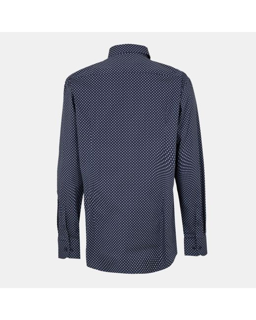 Boss Blue Hank Kent Long Sleeve Patterned Tailored Fit Shirt for men