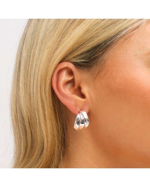 Jon Richard Metallic Plated Multirow Molten Hoop Earrings