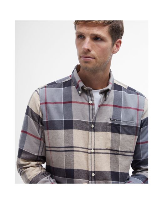Barbour Gray Edderton Long Sleeve Patterned Shirt for men