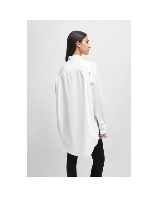 Boss White Boltera Long Sleeve Blouse