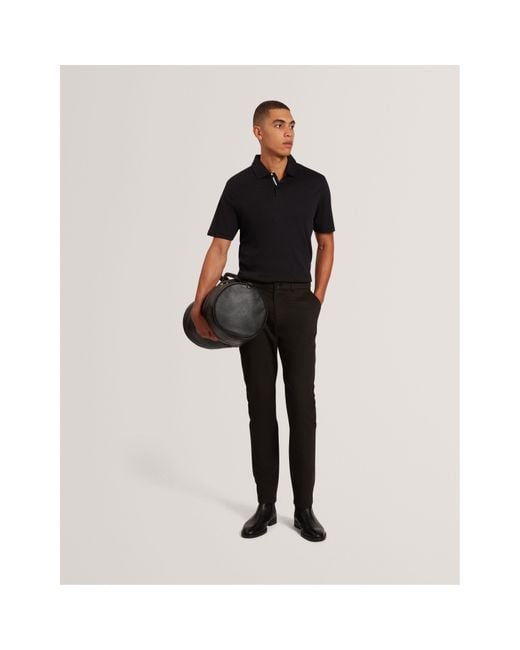 Ted Baker Black Mercerised Short Sleeve Polo Shirt for men