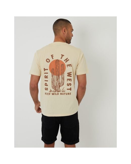 Threadbare Natural Cacti Regular Fit T-Shirt for men