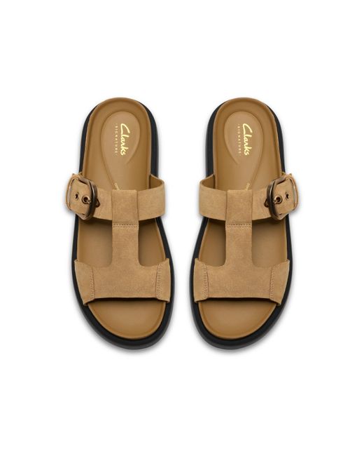 Clarks Brown Flat Mules