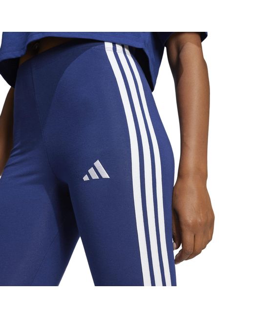 Adidas Blue Essentials 3 Stripe Leggings