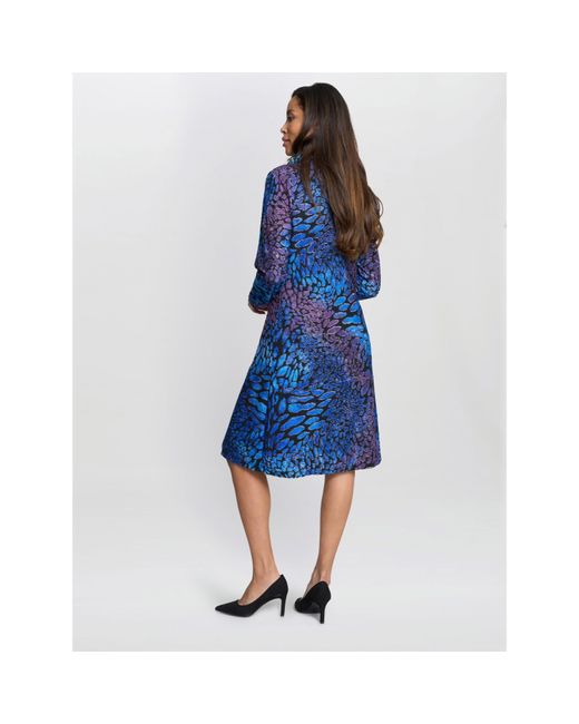 Gina Bacconi Blue Aileen Abstract Print Dress