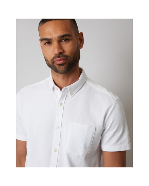 Threadbare White Majestic Short-Sleeve Plain Shirt for men