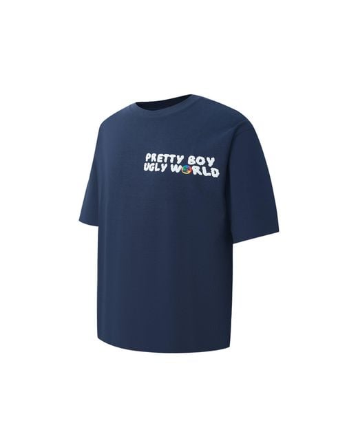 PRETTY BOY UGLY WORLD Blue The Regular Fit T-Shirt for men