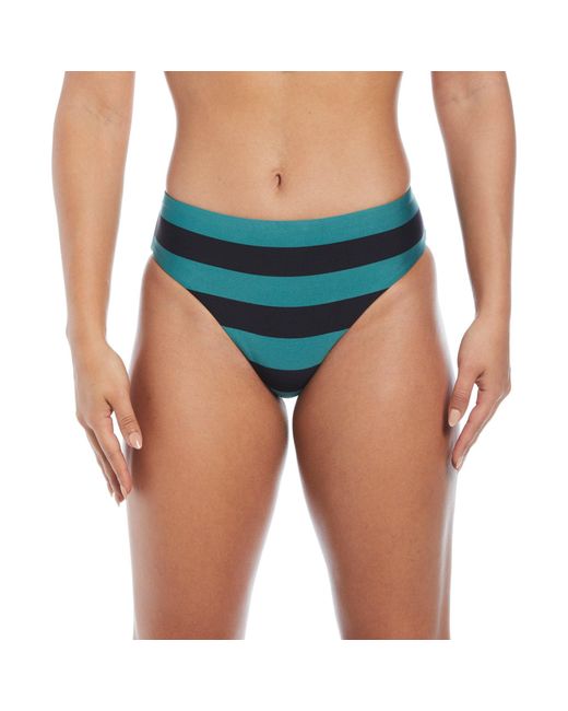 Nike Blue Statement Stripe Mid Waist Bikini Bottom