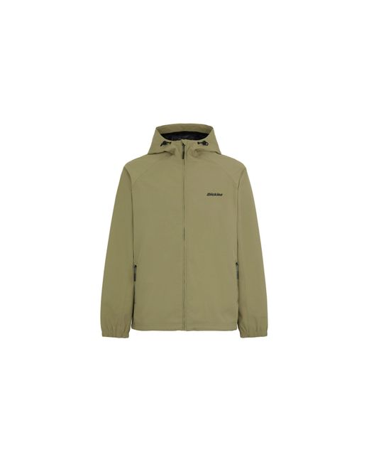 Dickies Green Ronan Water Resistant Hooded Long Sleeve Rain Anorak for men