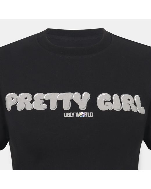PRETTY BOY UGLY WORLD Black Cotton Short Sleeve Slim Fit Baby Tee