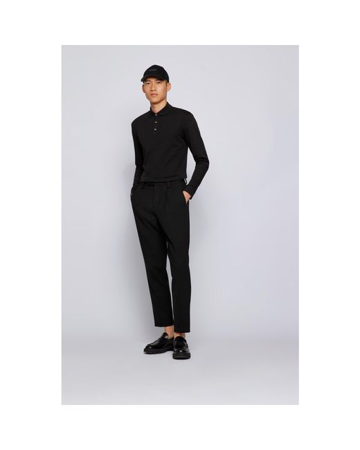 Boss Black Hbb Pado 30 Long-Sleeve Polo Shirt, Iconic Logo Embroidered for men
