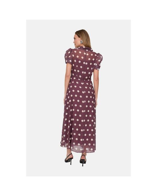 Lily and Lionel Red Julia Button Down Polka Dot Print Maxi Dress