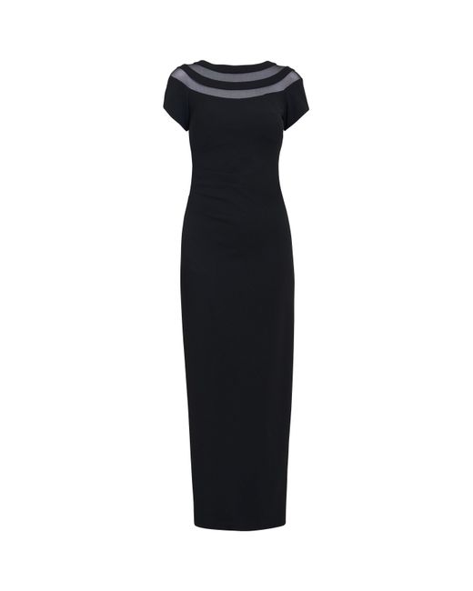 Gina Bacconi Blue Michelle Illusion Maxi Dress
