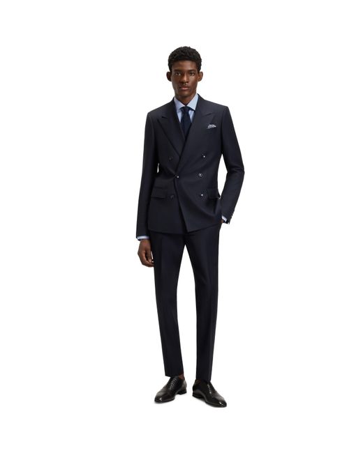 Boss Blue Cotton Long Sleeve Slim Fit Shirt for men