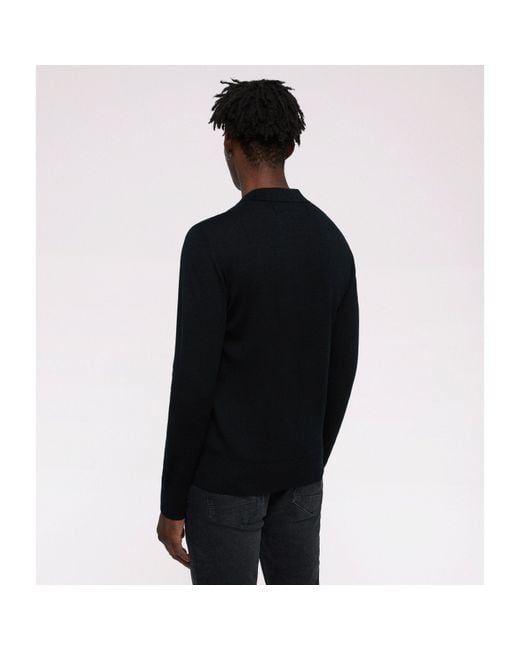 AllSaints Black Mode Merino Ls Polo for men