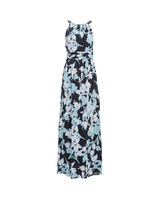 Gina Bacconi Blue Irina Printed Halter Neck Maxi Dress