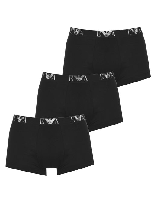 Emporio Armani Black 3-Pack Logo Trunks for men