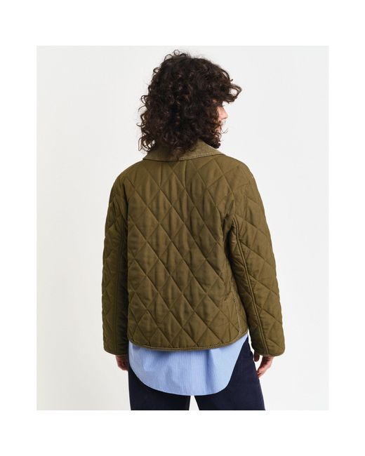 Gant Green Cord Detailed Quilted Jacket
