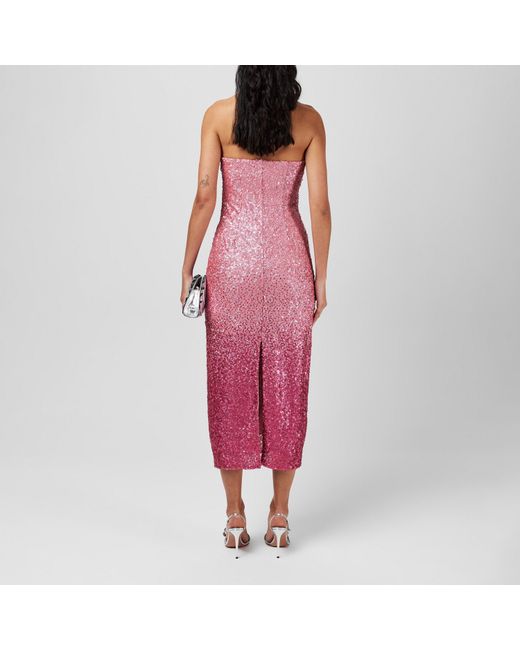 LoveShackFancy Red Stasia Sequined Ombré Maxi Dress