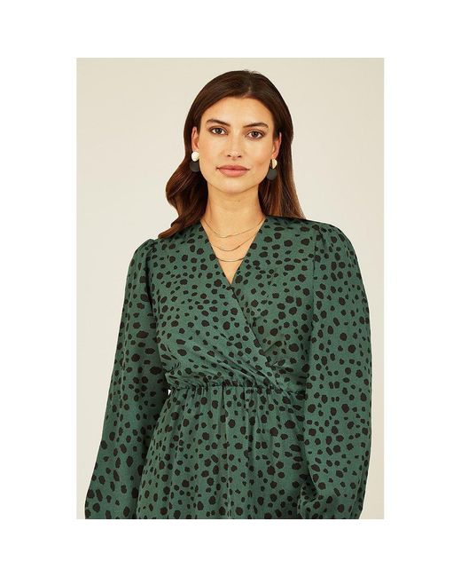 Mela London Green Dalmatian Print Midi Dress