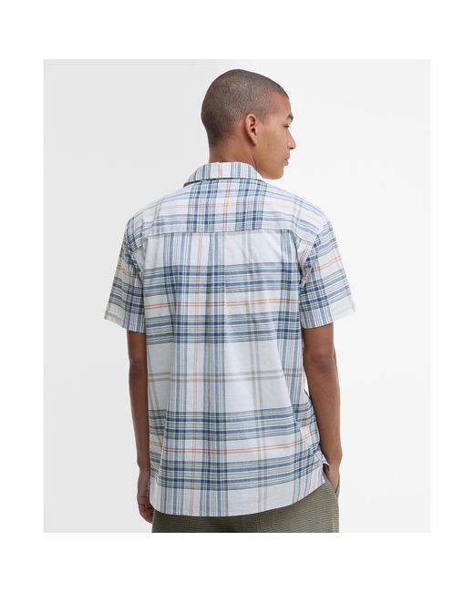 Barbour Blue Berryfell Short-Sleeve Patterned Shirt for men