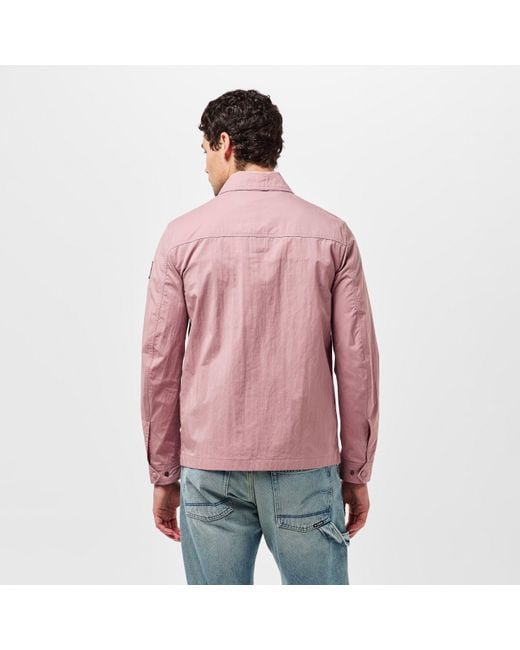 Belstaff Pink Stride Zip Collar Long Sleeve Overshirt for men