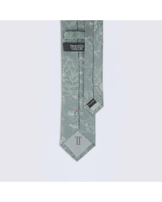 Twisted Tailor Green Jasper Floral Tie for men
