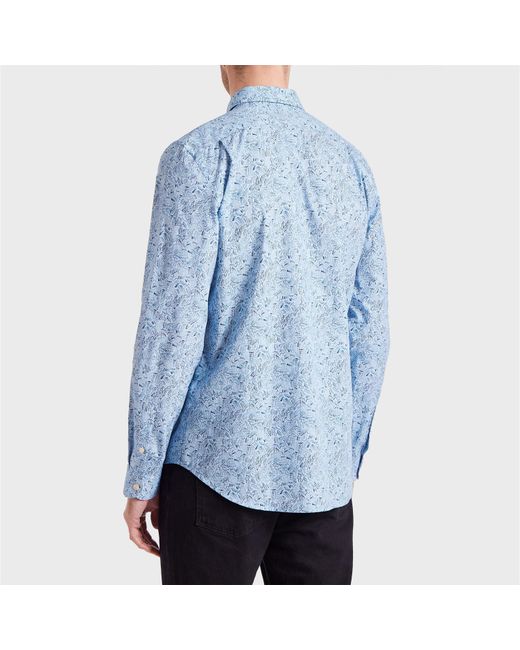 Paul Smith Blue Long Sleeve Patterned Tailored Fit Shirt for men