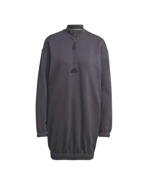 Adidas Gray Half-zip Sweater Dress T-shirt