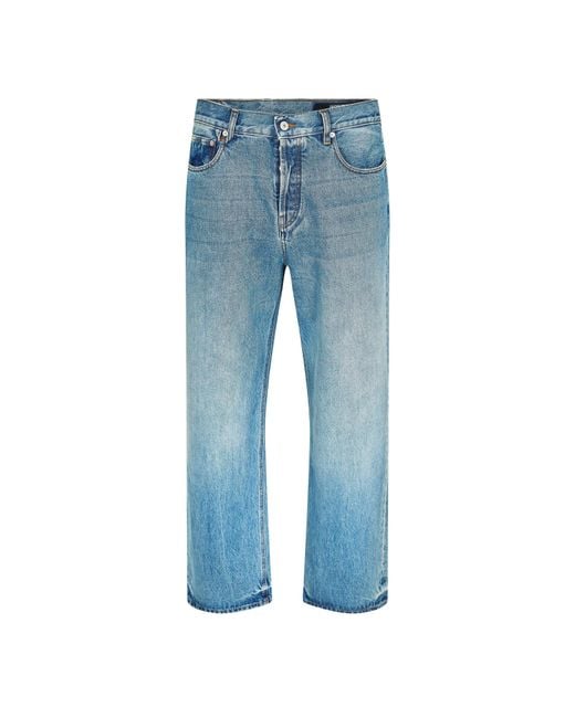 Jacquemus Blue Jacquard Script Straight Leg Jeans for men
