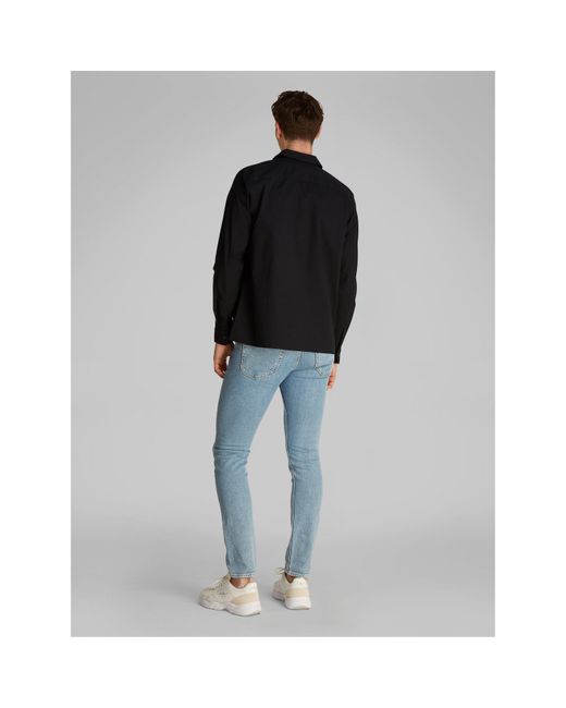 Calvin Klein Black Cargo Cotton Long Sleeve Relaxed Fit Overshirt for men