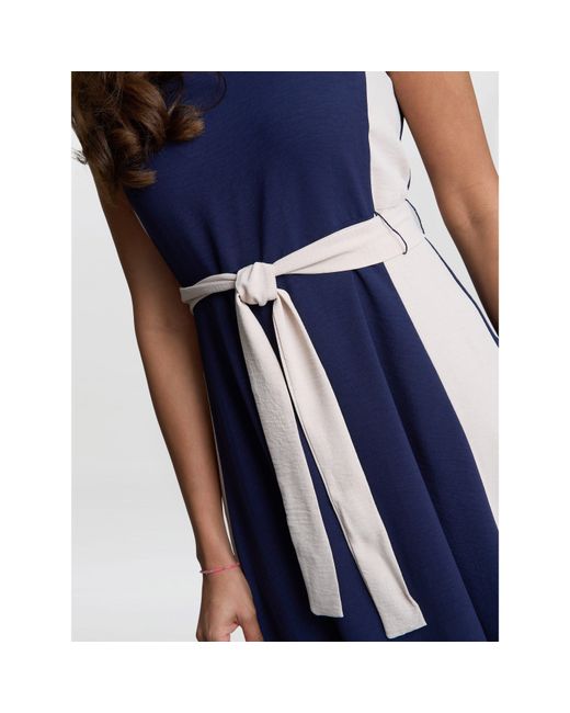 Gina Bacconi Blue Kendall Two Tone A-Line Dress