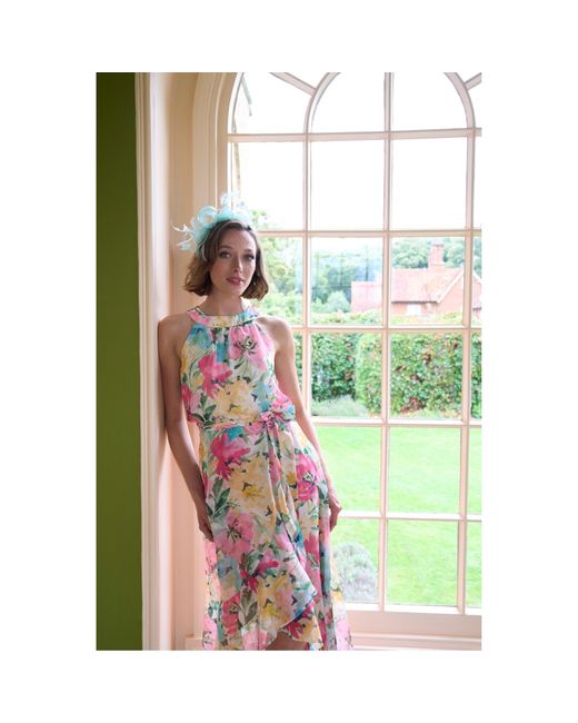 Gina Bacconi Pink Beatrice Lurex Chiffon Dress