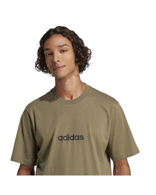 Adidas Green S Essentials Single Jersey Linear Embroidered Logo Khaki Linear 3xl for men