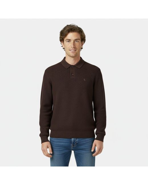 Jack Wills Brown Ls Button Knit Polo for men