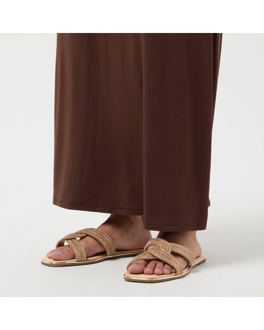 Dune Natural Lavenham Flat Sandals