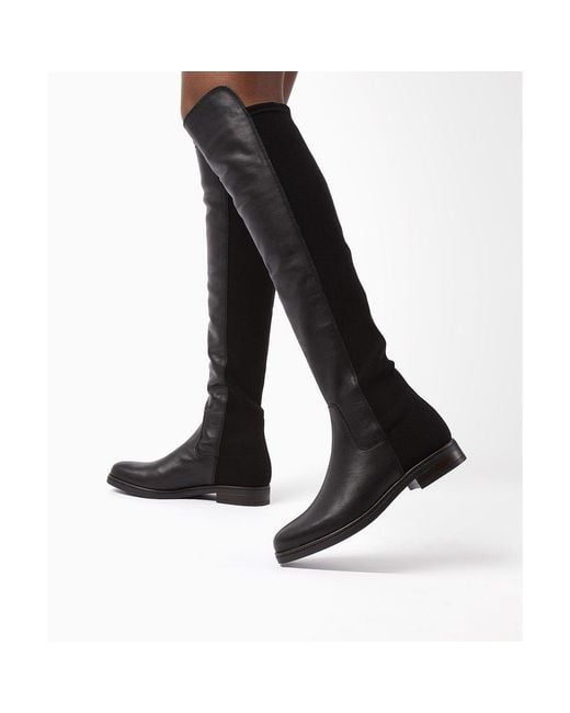 Dune Black Tropic Flat Knee High Boots