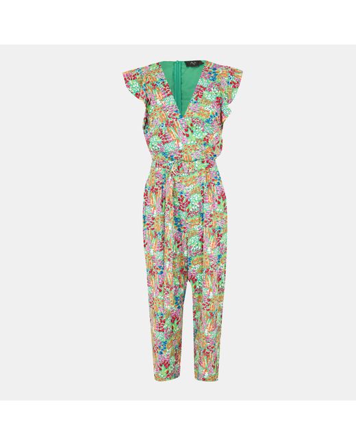 AX Paris Green Floral Print V Neck Belted Jumpsuit