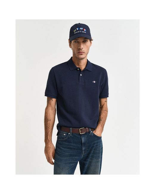 Gant Blue Textured Polo Shirt for men