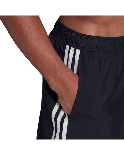 Adidas Blue 3 Stripe Swim Shorts for men