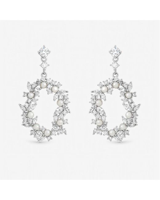 Jon Richard Metallic Crystal And Freshweater Pearl Open Earrings