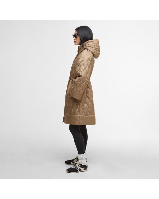 Barbour Natural Celine Diamond Quilted Hooded Long Sleeve Quilted Jacket