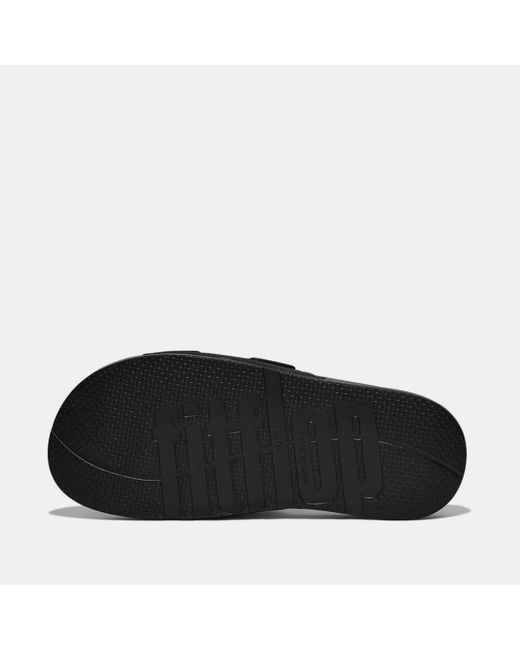 Fitflop Black Iqushion Two-Bar Buckle Sliders